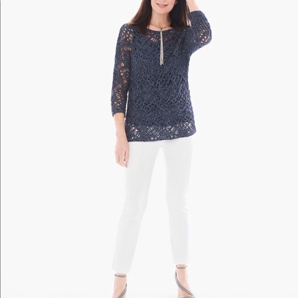 NWT Chico’s Open Stitch Indigo Pullover Sweater - Picture 10 of 11